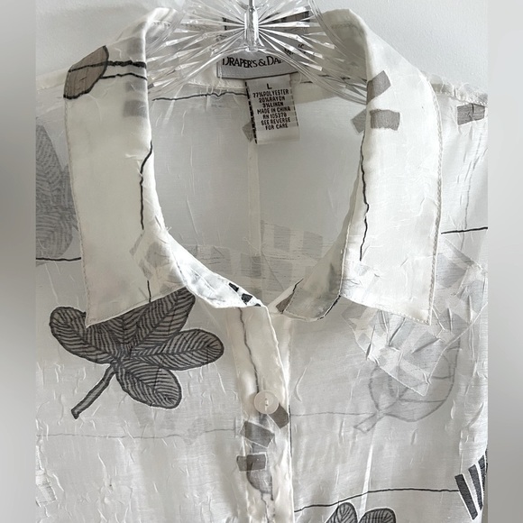 White with Gray Leaf Design Jacket L - Picture 4 of 15